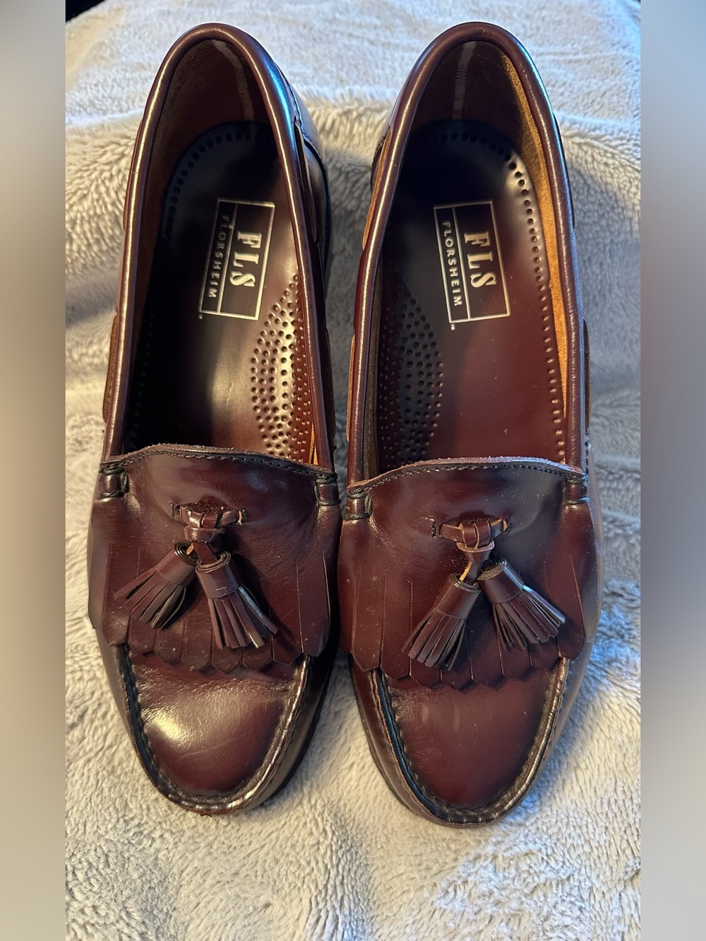 Florsheim FLS Vintage Burgundy/Brown Leather Tassel Kiltie Loafers Size 8 D